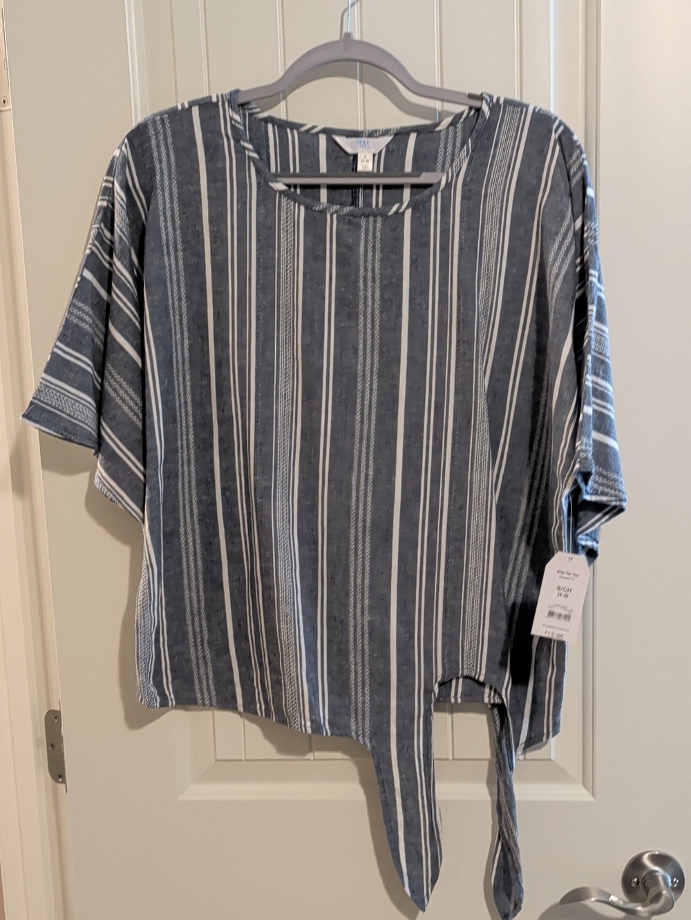 Time & Tru Navy & White Striped Top